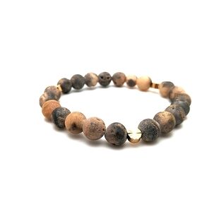 Mocha Mousse Agate Gold Stretch Bracelet